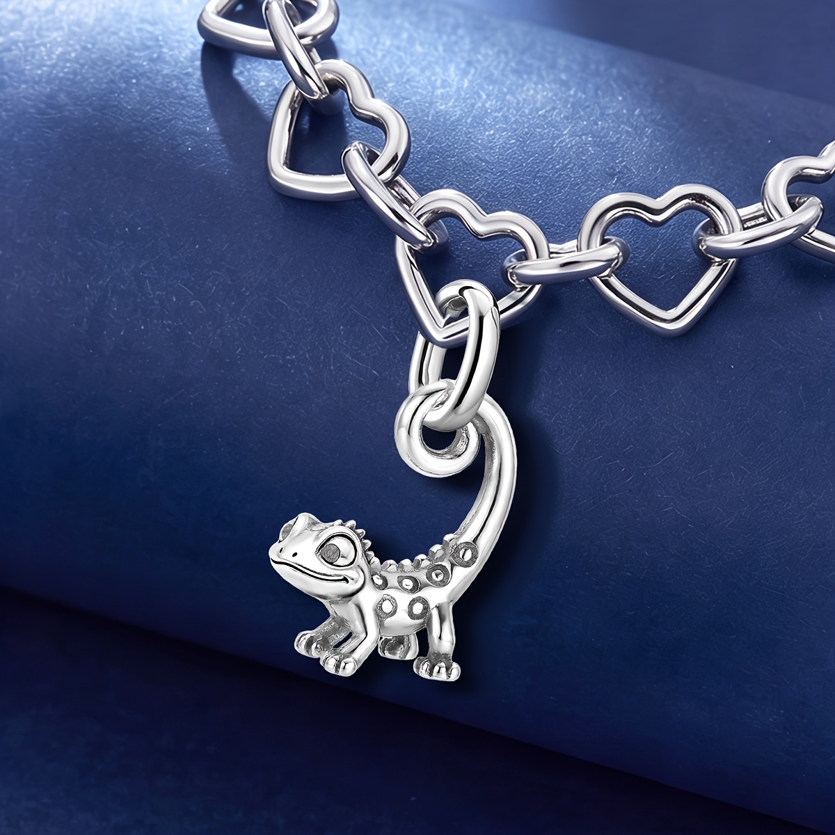 1pc Lizard Vintage Pendant Bracelet, 925 Silver Plated